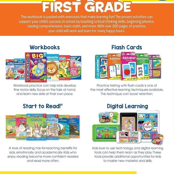 School Zone - Big First Grade Workbook - 320 Pages, Ages 6 to 7, 1st Grade - NEW - Picture 2 of 6